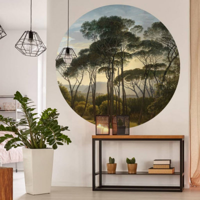 WallArt Tapet &amp;icirc;n forma de cerc &amp;bdquo;Umbrella Pines in Italy&amp;rdquo;, 142,5 cm GartenMobel Dekor foto