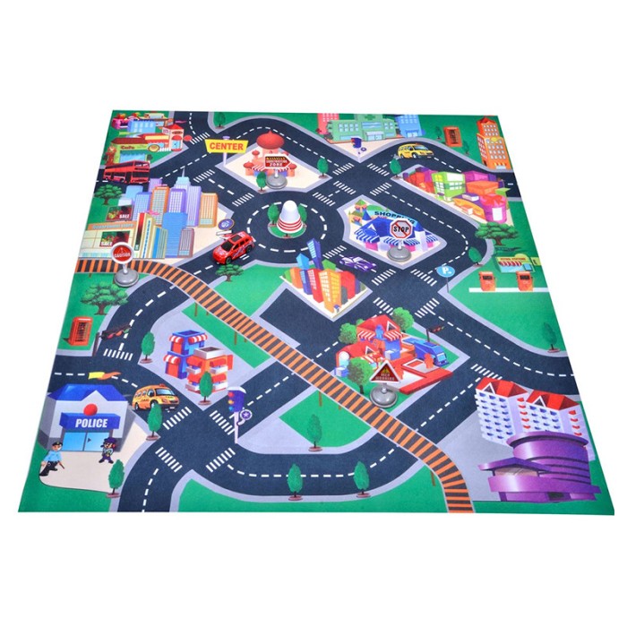 Set covor cu traseu pentru masini, 80 x 70 cm, 3 ani+