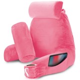 Perna pentru Citit cu Cotiere, Suport pentru Cap/Gat Detasabil &amp; Suport pentru Picioare, Linomag&reg;, 2 x Buzunare Laterale, Roz, 91.5x75cm