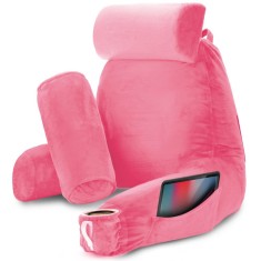 Perna pentru Citit cu Cotiere, Suport pentru Cap/Gat Detasabil &amp; Suport pentru Picioare, Linomag&reg;, 2 x Buzunare Laterale, Roz, 91.5x75cm