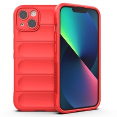 Husa pentru iphone 13, antisoc, margini cu striatii, design minimalist, red foto