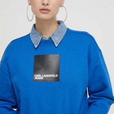 Karl Lagerfeld Jeans bluza femei, culoarea albastru marin, cu imprimeu