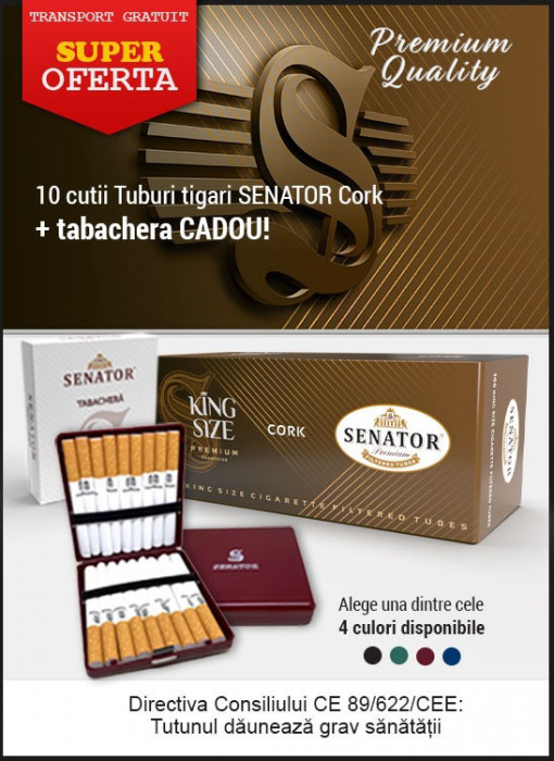 Oferta - tuburi tigari Senator 24 mm Filter XTRA + tabachera CADOU