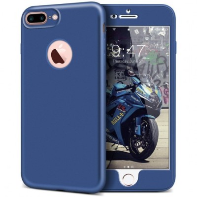 Husa apple iphone 7 plus full silicone albastru foto