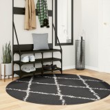 vidaXL Covor pufos &quot;PAMPLONA&quot; fire &icirc;nalte negru/crem modern &Oslash; 160 cm