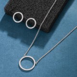 Set Bijuterii Din Argint 925, Cercei Si Colier Cu Cerc Zirconii SET96S, Argintboutique