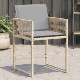 Set 4 Fotolii Gradina vidaXL, Poliratan Bej, Perne Incluse, Spatar Rabatabil, Huse Lavabile, 50.5x54x79 cm