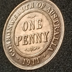 One 1 Penny 1911 Australia (in capsula), stare EF+. VOUCHER 15 LEI (descriere)