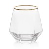 Pahar, Gold Edge, pentru whiskey, model diamant, transparent, din sticla, 290 ml, 9.3 x 5 x 6.3 cm, Oem