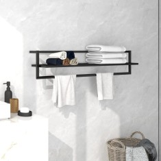 vidaXL Suport de prosoape, negru, 95x25x22 cm, fier