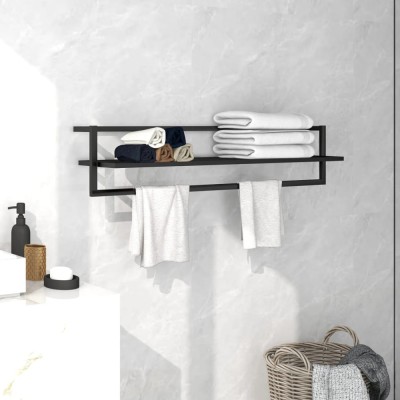Gossi suport de prosoape, negru, 95x25x22 cm, fier foto