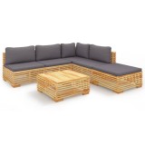 Set mobilier gradina cu perne, 6 piese, lemn masiv de tec