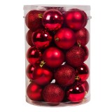 Set 30 de globuri pentru brad, 7 cm, Rosu