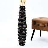 Vază &icirc;naltă de podea, mare, din lemn de mango făcută manual cu iarbă pampas și flori uscate &ndash; Nero 65 cm