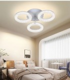 Cumpara ieftin Lustra LED, 60W, 3 cercuri cu diamante, telecomanda wifi 2.4G, lumina/rece/calda/neutra, intensitate reglabila