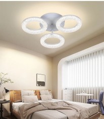 Lustra LED, 60W, 3 cercuri cu diamante, telecomanda wifi 2.4G, lumina/rece/calda/neutra, intensitate reglabila