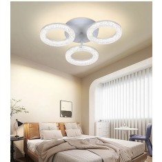 Lustra LED, 60W, 3 cercuri cu diamante, telecomanda wifi 2.4G, lumina/rece/calda/neutra, intensitate reglabila