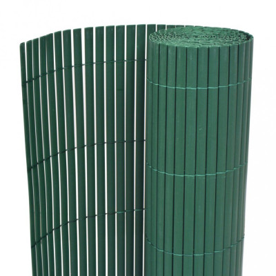 vidaXL Gard de grădină cu două fețe, verde, 90 x 500 cm, PVC foto