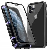 Husa iPhone 11 Pro Magnetic 360&deg; Sticla Fata Spate, Aluminiu, Negru, Rezistenta Socuri Zgarieturi