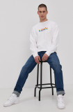 Levi&#039;s Bluză bărbați, culoarea alb, cu imprimeu