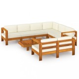 Cumpara ieftin Set fotoliu de gradina cu 8 piese si perne, 100x60 cm, lemn de salcam