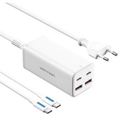 ALIMENTATOR SmartPhone la 220V Vention 4-Port USB (C + C + A + A) GaN Charger (100W/100W/18W/18W) EU-Plug , &quot;FBSWG-EU&quot; (timbru verde 0.18 lei)