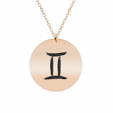 Colier argint 925 placat cu aur Roz personalizat cu semn zodiacal Gemeni