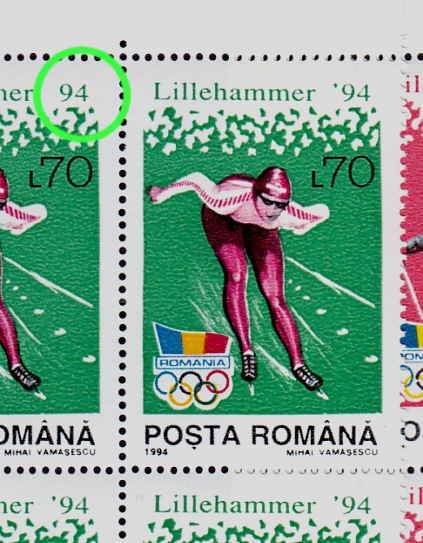 ✅RO 1994 LP 1336 &quot;JO de iarna , Lillehammer&quot; , bl.4 cu EROARE -lipsa apostrof,MNH