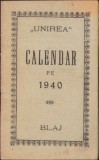 Calendar Unirea 1940, Blaj, Foaie Bisericească-Politică, 32 pagini, Format Mic - Carte Creștinism