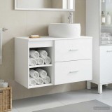Cumpara ieftin Set de mobilier de baie suspendat 2 buc. Alb