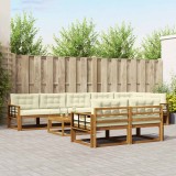 vidaXL Set de canapele de exterior cu pernă 9 pcs Natural și Crem 3367798