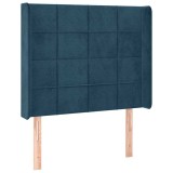 Cumpara ieftin Tablie pat cu aripioare albastru inchis 93x16x118/128cm catifea
