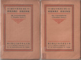 De l&#039;Allemagne, Henri Heine, 2 Vol., Franceza, Editura Bibliopolis, 1910, Eseuri, Critica literara, 246+234 pagini, Brosata