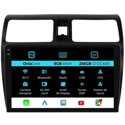 Navigatie Dedicata Suzuki Swift (2003-2010), 2K, 8Gb Ram, 256Gb Stocare, Carplay foto