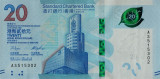 HONG KONG █ bancnota █ 20 Dollars █ 2018 █ SCB █ UNC █ necirculata