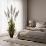 Planta artificiala iarba ornamentala 220 cm, 7 fire, verde-gri