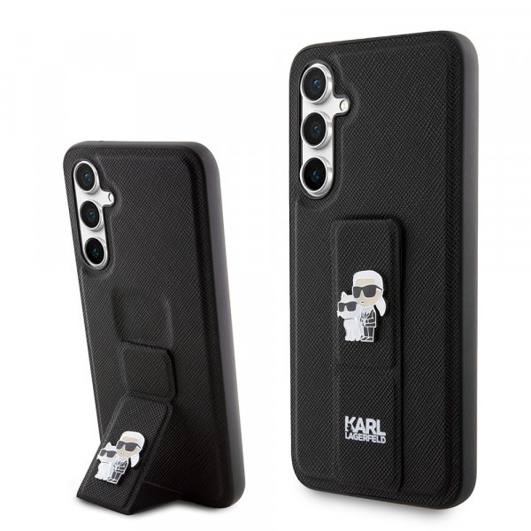 Husa MagSafe pentru Samsung Galaxy S23 FE S711, Karl Lagerfeld, Saffiano Gripstand Karl &amp; Choupette, Albastra