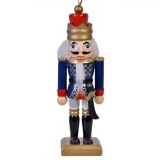 Ornament Crăciun, Soldat Lemn, Uniformă Albastră, 13cm, Oem