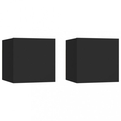 Gossi noptiere, 2 buc., negru, 30,5x30x30 cm, lemn prelucrat foto