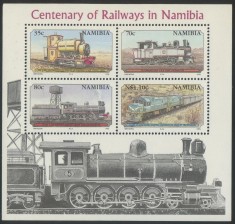 Namibia 1995 - Locomotive, cai ferate, trenuri, bloc neuzat