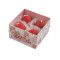 Set 4 lumanari parfumate, flippy, model capsunici, ardere 30 min, 52g, 6.3 x 6.3 x 3.8 cm, rosu