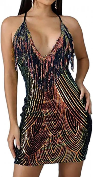 ot Boutique 119 - Plus Size Dashiki Printed Babydoll Cover-Up Rochie de vacanță