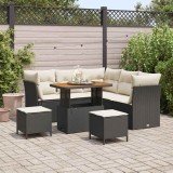 VidaXL Set de canapea de grădină 8 piese , cu perne, din rattan sintetic negru și lemn de acacia