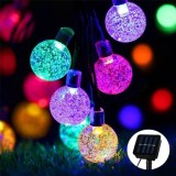Cumpara ieftin Ghirlanda luminoasa solara de craciun, cu 50 Globuri LED-uri multicolore, Oem