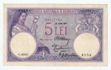 ROMANIA 5 LEI - 1914 , prima data de emisie / tiparire. Stare foarte buna . VF+