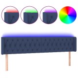 Cumpara ieftin Tablie de pat cu LED, albastru, 183x16x78/88 cm, textil