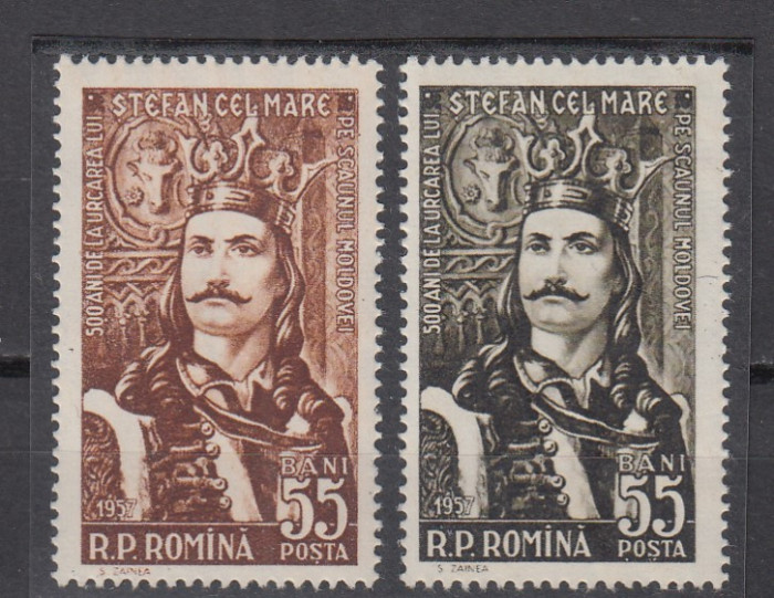 1957 LP 427 - 500 ANI URCAREA PE TRON A LUI STEFAN CEL MARE SERIE MNH