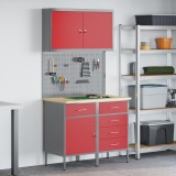 vidaXL Set banc de lucru, 5 piese, roșu, oțel