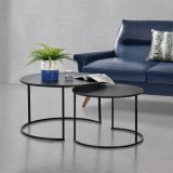 Masuta cafea Korenica New set 2 bucati metal negru [en.casa] HausGarden Leisure