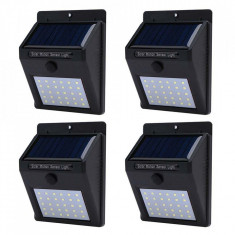 Set 4 Lampi cu incarcare solara si senzor de lumina/miscare,30 LED-uri foto